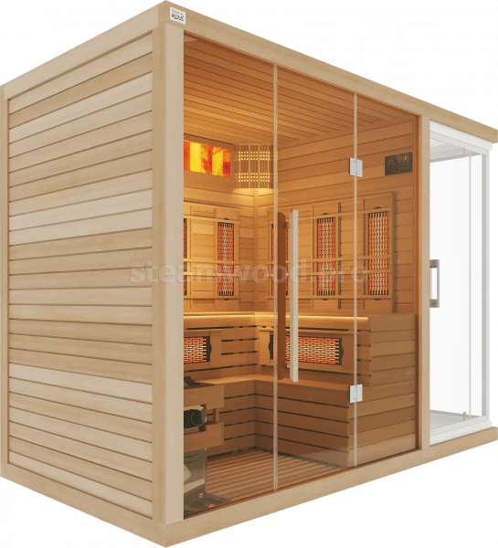 Четырехместная комбинированная сауна Luxury  из кедра с Душевой кабиной