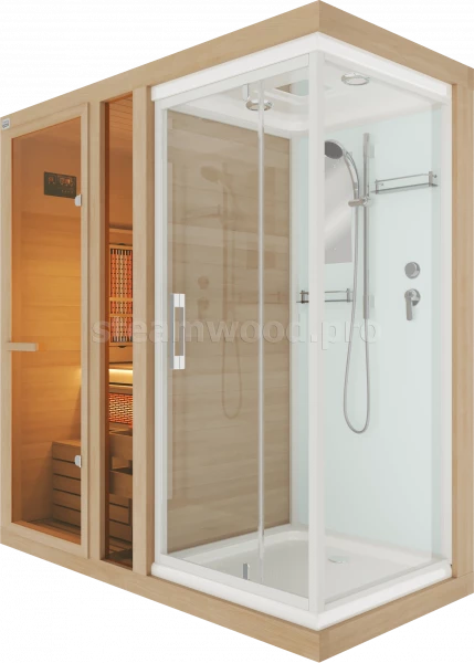 Одноместная комбинированная сауна Comfort из кедра с Душевой кабиной